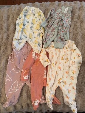 Mixed Floral Baby Footie Bundle - Yellow, Sage, Coral, Blush, Cream